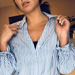 ✧ baby blue striped blouse ✧